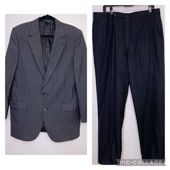 Burberry Vintage Pinstripe Suit Gray 41L - Picture 1 of 9